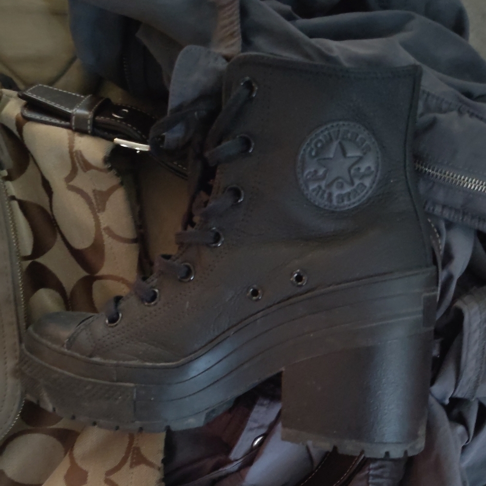 Converse Black Ankle Booties with Classic Lace-Up Design